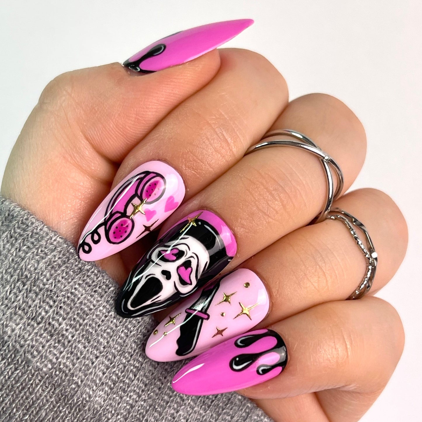 Ghostface Hand painted Press On Nails