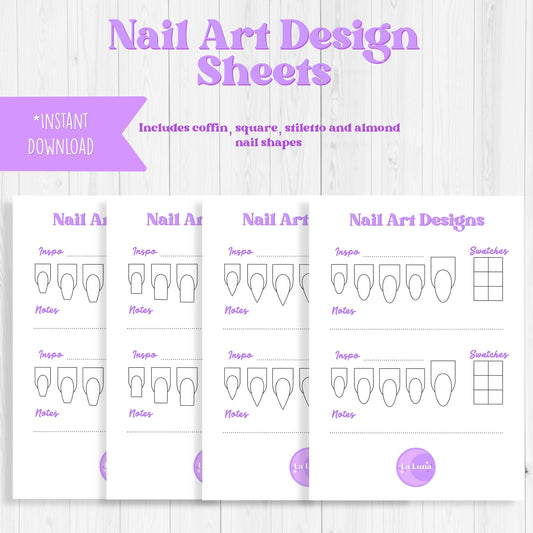 Nail Art Design Sheets for use on procreate and printable