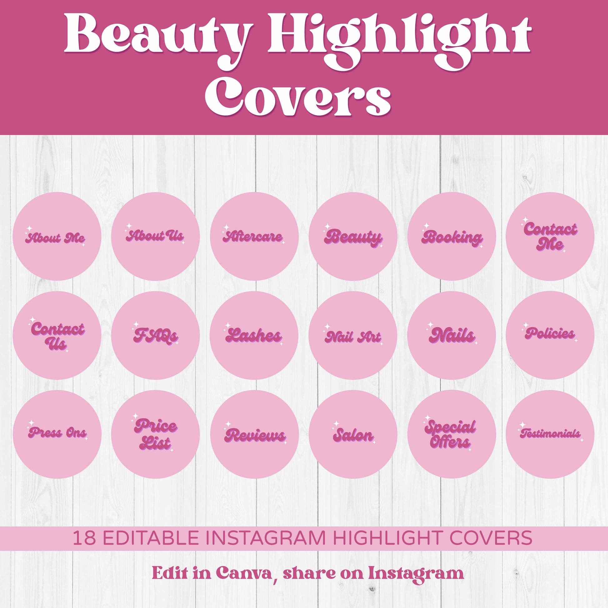 Retro Pink Instagram Highlight Covers Template