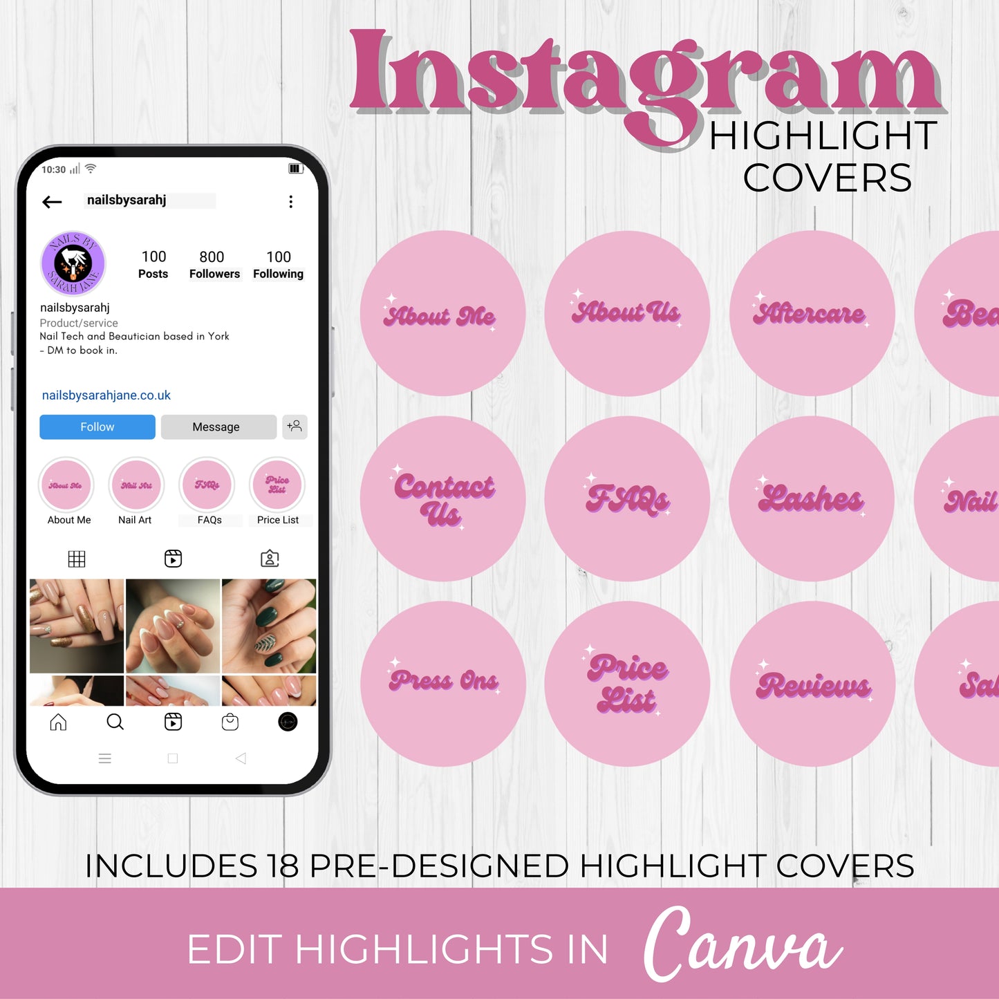 Retro Pink Instagram Highlight Covers Template