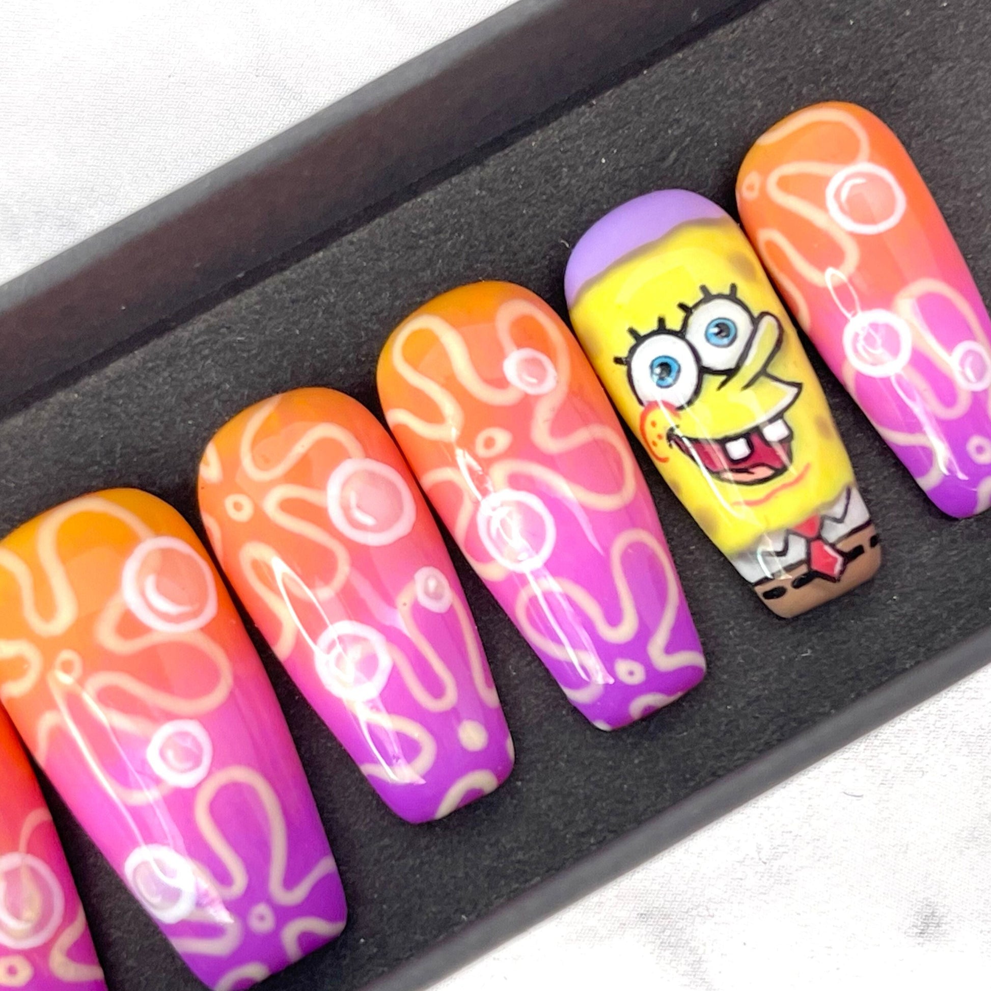 Spongebob hand painted press on nails